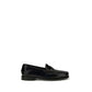 Santoni Black Calf Leather Bos Taurus Slip-On Loafers