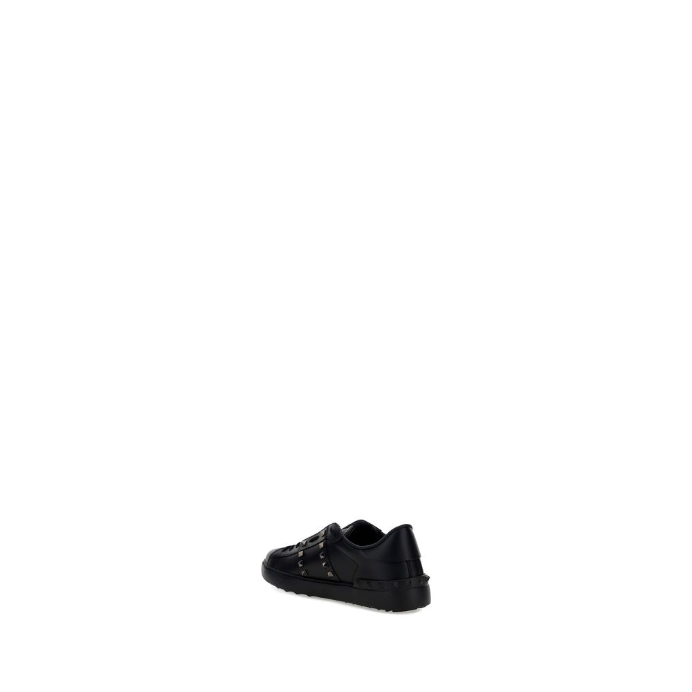 Valentino Garavani Black Calf Leather Bos Taurus Athletic Sneakers