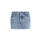 Miu Miu Blue Cotton Mini Skirt