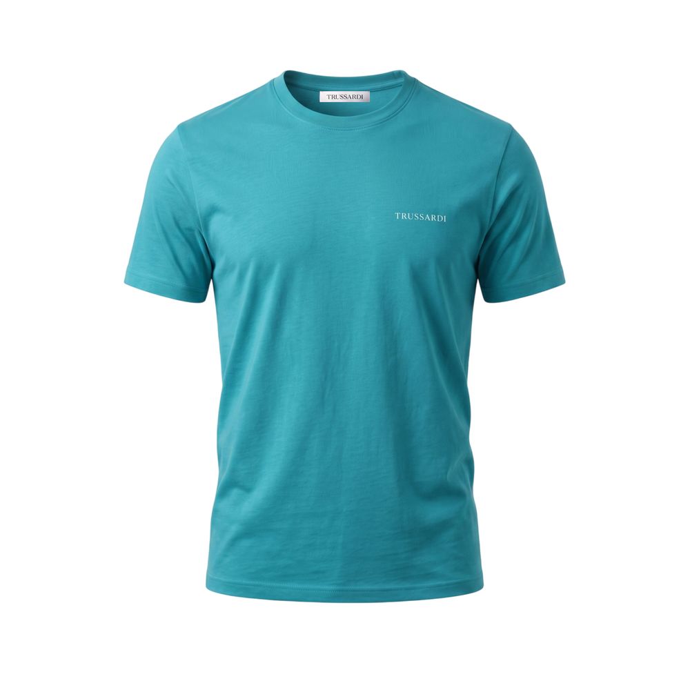 Trussardi Beachwear Light Blue Cotton Men T-Shirt