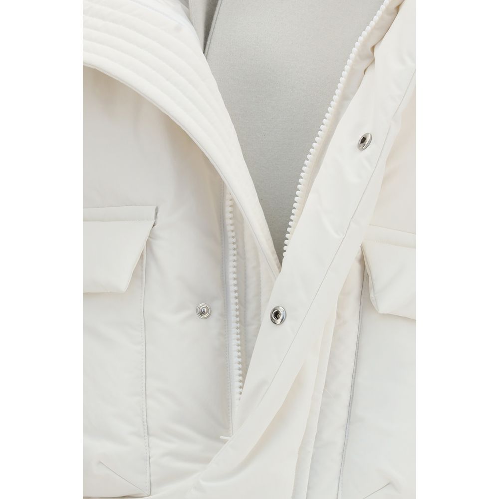 Sacai White Polyester Full-Length Jacket