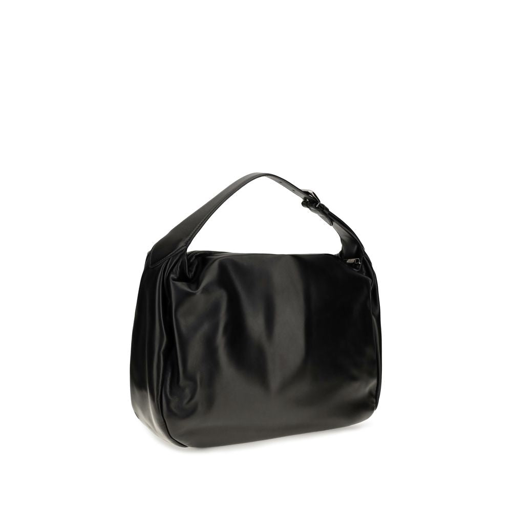 Brunello Cucinelli Black Calf Leather Bos Taurus Shoulder Bag