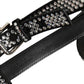 Dolce & Gabbana Black Leather Rhinestones Embellished Men Suspender