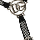 Dolce & Gabbana Black Leather Rhinestones Embellished Men Suspender