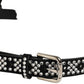 Dolce & Gabbana Black Leather Rhinestones Embellished Men Suspender