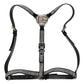 Dolce & Gabbana Black Leather Rhinestones Embellished Men Suspender