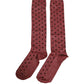Dolce & Gabbana Maroon Polka Dot Over The Calf Accessory Socks