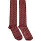 Dolce & Gabbana Maroon Polka Dot Over The Calf Accessory Socks