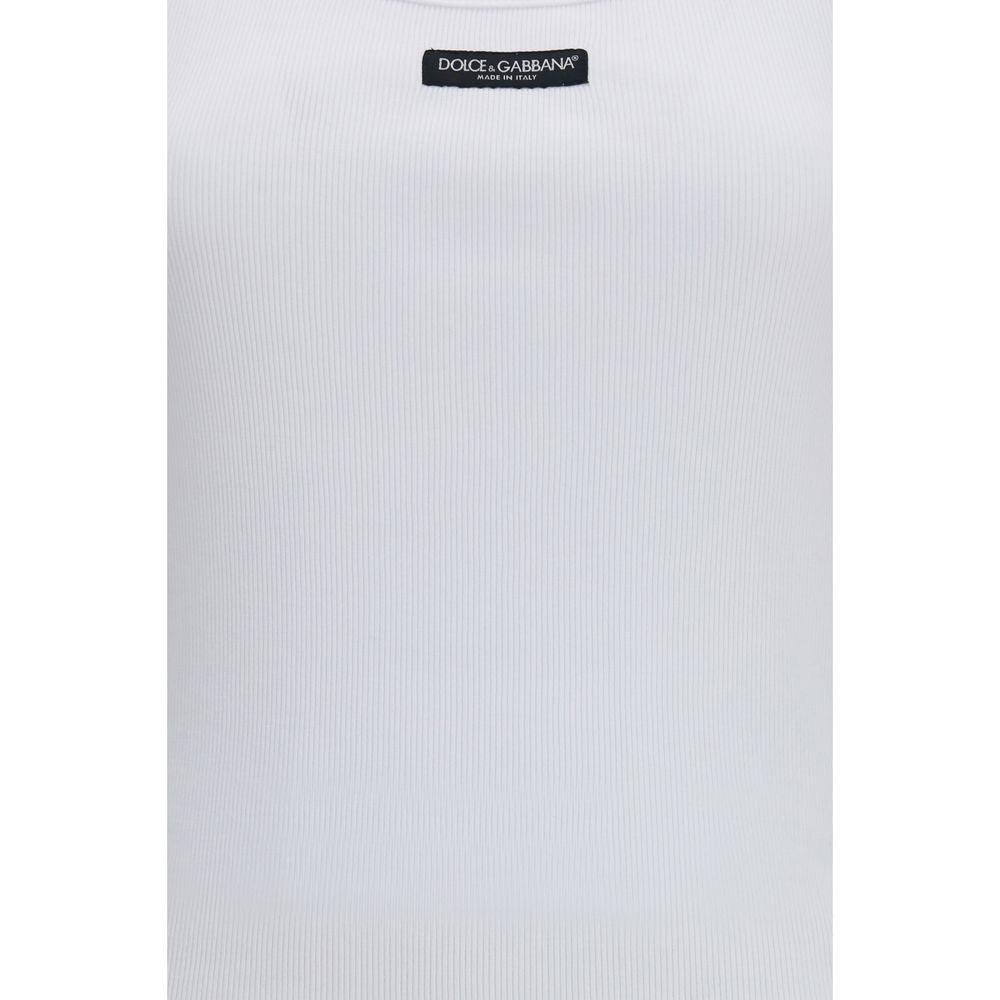 Dolce & Gabbana White Cotton Tank Tops