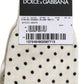 Dolce & Gabbana Off White Cotton Polka Dot Mid Calf Accessory Socks