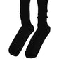Dolce & Gabbana Black Cotton Distressed Mid Calf Accessory Socks