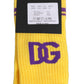Dolce & Gabbana Men Yellow DG Logo Over Calf Accessory Socks