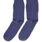 Dolce & Gabbana Men Navy Blue Cotton Ribbed Mid Calf Accessory Socks