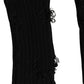 Dolce & Gabbana Black Cotton Distressed Mid Calf Accessory Socks