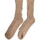 Dolce & Gabbana Beige Cotton Distressed Mid Calf Accessory Socks
