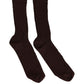Dolce & Gabbana Dark Brown Cotton Distressed Mid Calf Accessory Socks