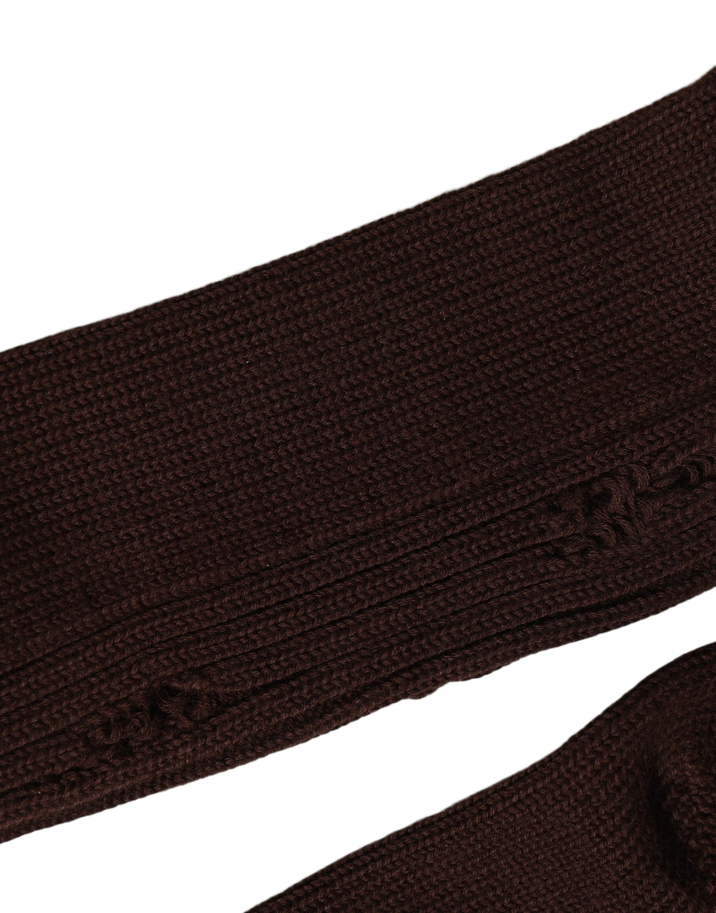 Dolce & Gabbana Dark Brown Cotton Distressed Mid Calf Accessory Socks