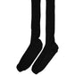 Dolce & Gabbana Men Black Viscose Logo Knee High Accessory Socks