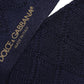 Dolce & Gabbana Navy Blue Wool Crest Logo Knee High Accessory Socks