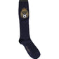 Dolce & Gabbana Navy Blue Wool Crest Logo Knee High Accessory Socks
