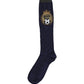 Dolce & Gabbana Navy Blue Wool Crest Logo Knee High Accessory Socks