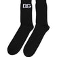 Dolce & Gabbana Men Black Cotton DG Logo Mid Calf Accessory Socks