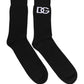 Dolce & Gabbana Men Black Cotton DG Logo Mid Calf Accessory Socks