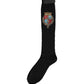 Dolce & Gabbana Men Black Wool Crest Logo Knee High Accessory Socks