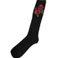 Dolce & Gabbana Black Wool Floral Over The Calf Accessory Socks