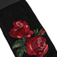 Dolce & Gabbana Black Wool Floral Over The Calf Accessory Socks