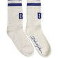 Dolce & Gabbana White Blue Cotton Logo Calf Women Accessory Socks