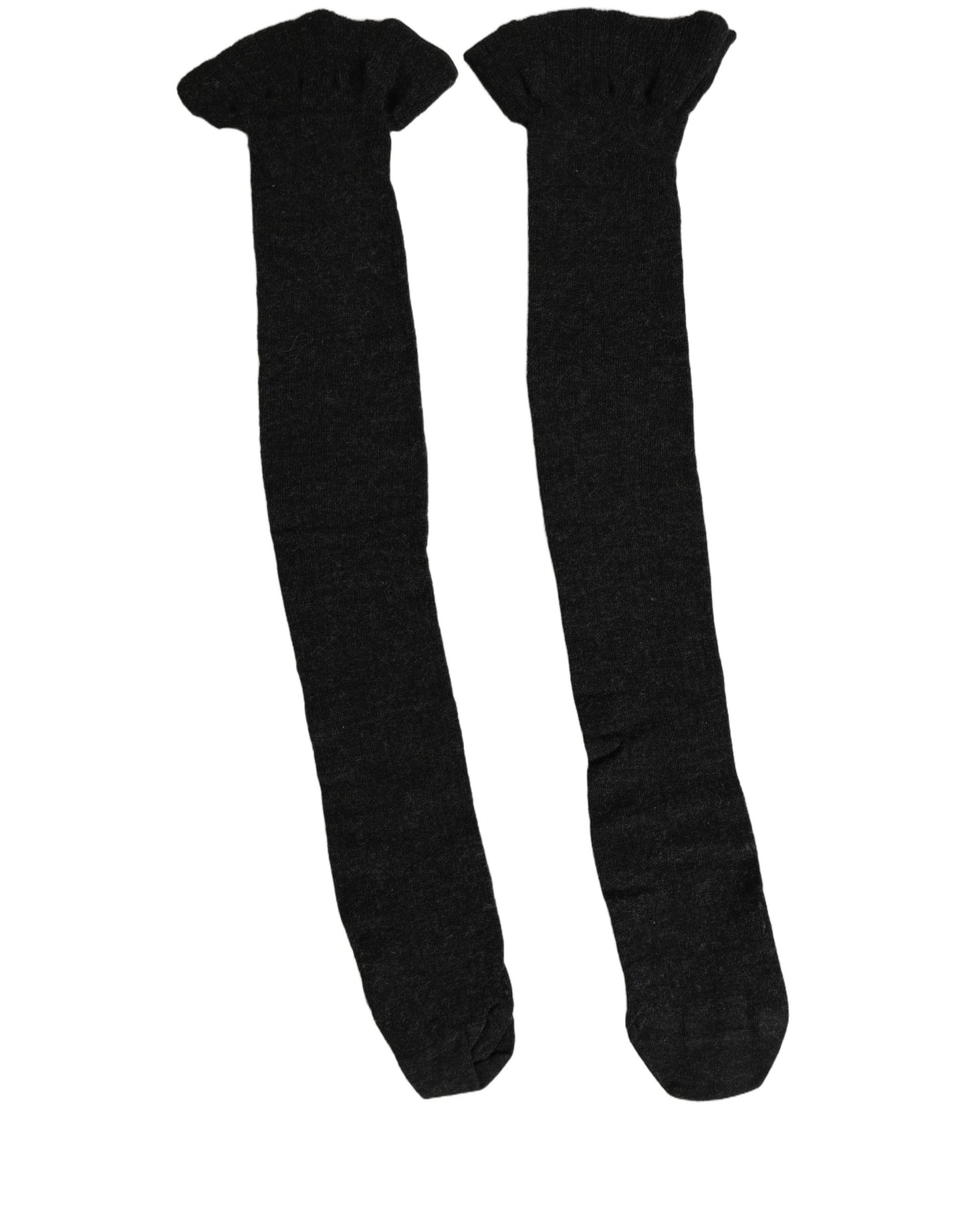 Dolce & Gabbana Black Wool Logo Calf Long Women Accessory Socks