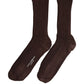 Dolce & Gabbana Dark Brown Wool DG Logo Mid Calf Accessory Socks