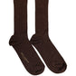 Dolce & Gabbana Dark Brown Viscose Logo Mid Calf Accessory Socks