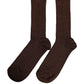 Dolce & Gabbana Dark Brown Viscose Logo Mid Calf Accessory Socks