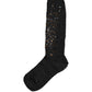 Dolce & Gabbana Dark Gray Sequined Wool Knee High Accessory Socks