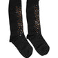 Dolce & Gabbana Dark Gray Sequined Wool Knee High Accessory Socks