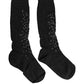 Dolce & Gabbana Dark Gray Sequined Wool Knee High Accessory Socks