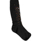 Dolce & Gabbana Dark Gray Sequined Wool Knee High Accessory Socks