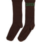 Dolce & Gabbana Brown Embroidered Cotton Mid Calf Accessory Socks