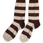 Dolce & Gabbana Brown Beige Stripes Mid Calf Accessory Socks