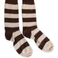 Dolce & Gabbana Brown Beige Stripes Mid Calf Accessory Socks