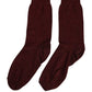 Dolce & Gabbana Burgundy Viscose Mid Calf Accessory Socks