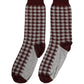 Dolce & Gabbana Maroon Gray Houndstooth Mid Calf Accessory Socks