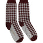 Dolce & Gabbana Maroon Gray Houndstooth Mid Calf Accessory Socks