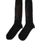 Dolce & Gabbana Dark Gray Sequined Wool Knee High Accessory Socks