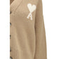 Ami Paris Beige Alpaca Vicugna Pacos Cardigan