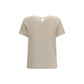 Max Mara Beige Silk T-Shirt
