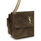 Saint Laurent Bicolor Suede Leather Shoulder Bag