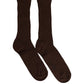 Dolce & Gabbana Dark Brown Nylon Ribbed Over The Calf Socks